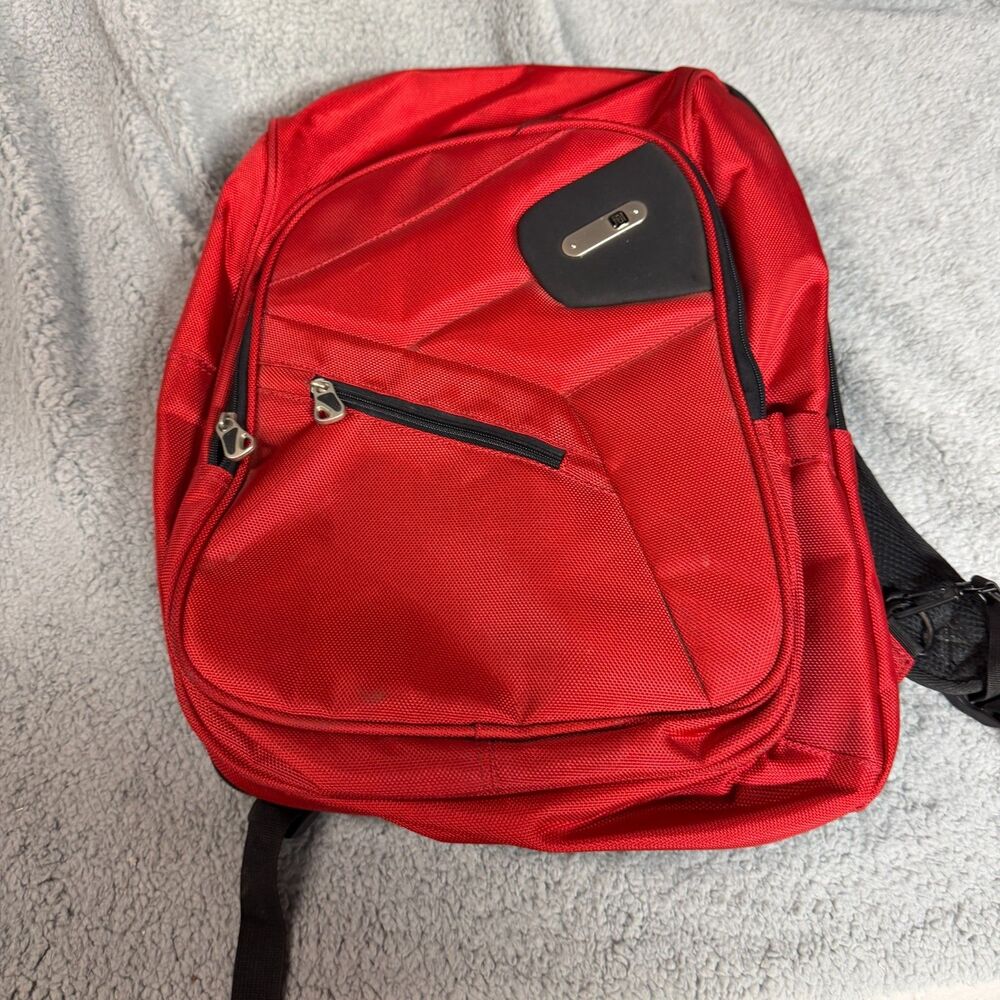 FUL Laptop Backpack Red Black Travel Travel Carry On Work School Book Bag